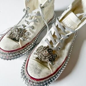 Nan-ku Couture Free People White Cruise Studded Hi Top Sneakers Size 9 US
